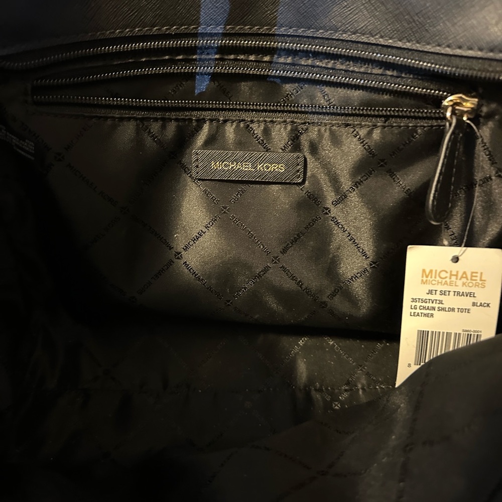 Michael Kors Black Shoulder Bag w/Gold Accents/ Jet Set Tote MK, Authentic New - Picture 4 of 8